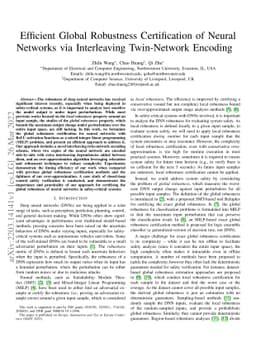 Efficient Global Robustness Certification of Neural Networks via
  Interleaving Twin-Network Encoding