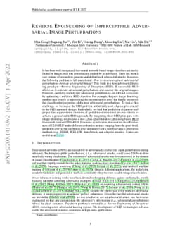 Reverse Engineering of Imperceptible Adversarial Image Perturbations