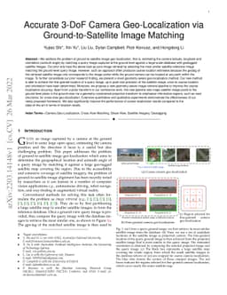 Accurate 3-DoF Camera Geo-Localization via Ground-to-Satellite Image
  Matching