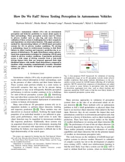 How Do We Fail? Stress Testing Perception in Autonomous Vehicles