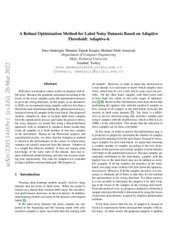 A Robust Optimization Method for Label Noisy Datasets Based on Adaptive
  Threshold: Adaptive-k