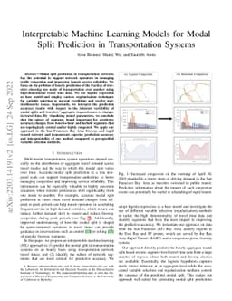 Interpretable Machine Learning Models for Modal Split Prediction in
  Transportation Systems