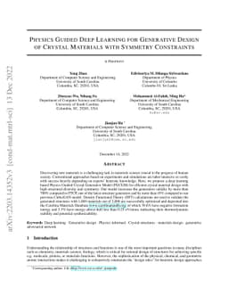 Physics Guided Deep Learning for Generative Design of Crystal Materials
  with Symmetry Constraints
