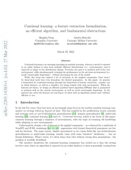 Continual learning: a feature extraction formalization, an efficient
  algorithm, and fundamental obstructions