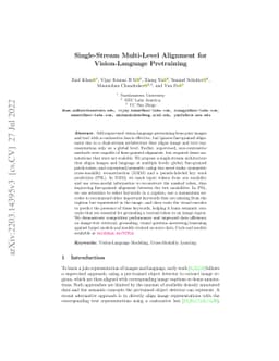 Single-Stream Multi-Level Alignment for Vision-Language Pretraining