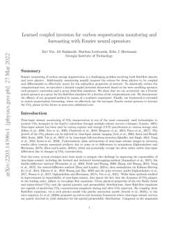 Learned coupled inversion for carbon sequestration monitoring and
  forecasting with Fourier neural operators