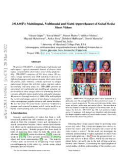 3MASSIV: Multilingual, Multimodal and Multi-Aspect dataset of Social
  Media Short Videos