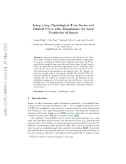 Integrating Physiological Time Series and Clinical Notes with
  Transformer for Early Prediction of Sepsis