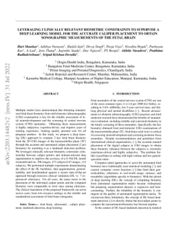 Leveraging Clinically Relevant Biometric Constraints To Supervise A Deep
  Learning Model For The Accurate Caliper Placement To Obtain Sonographic
  Measurements Of The Fetal Brain
