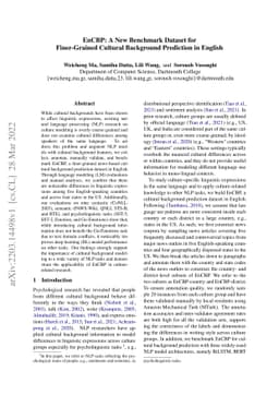 EnCBP: A New Benchmark Dataset for Finer-Grained Cultural Background
  Prediction in English