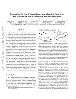 Demystifying the Neural Tangent Kernel from a Practical Perspective: Can
  it be trusted for Neural Architecture Search without training?