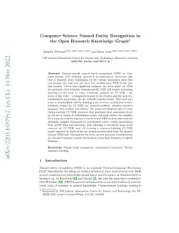 Computer Science Named Entity Recognition in the Open Research Knowledge
  Graph