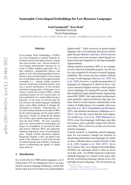 Isomorphic Cross-lingual Embeddings for Low-Resource Languages