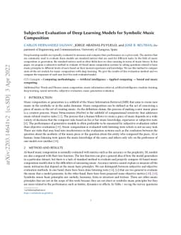 Subjective Evaluation of Deep Learning Models for Symbolic Music
  Composition