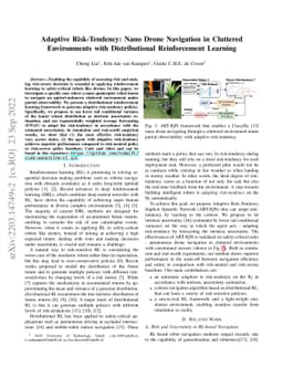Adaptive Risk-Tendency: Nano Drone Navigation in Cluttered Environments
  with Distributional Reinforcement Learning