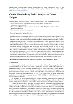On the Handwriting Tasks' Analysis to Detect Fatigue