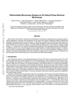 Differentiable Microscopy Designs an All Optical Phase Retrieval
  Microscope