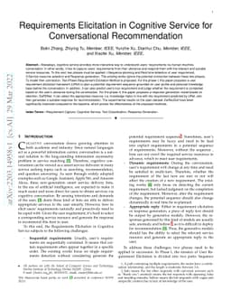 Requirements Elicitation in Cognitive Service for Recommendation