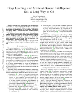 Deep Learning and Artificial General Intelligence: Still a Long Way to
  Go