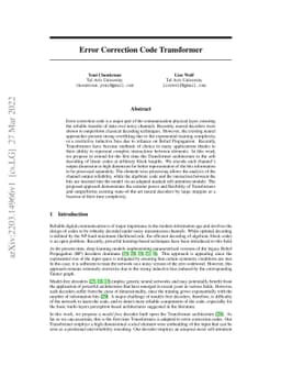 Error Correction Code Transformer