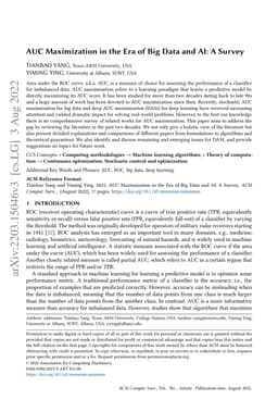 AUC Maximization in the Era of Big Data and AI: A Survey