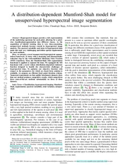A distribution-dependent Mumford-Shah model for unsupervised
  hyperspectral image segmentation
