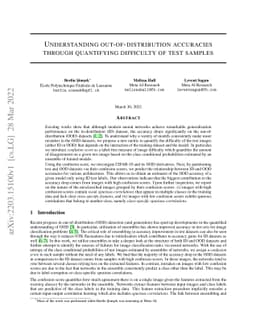 Understanding out-of-distribution accuracies through quantifying
  difficulty of test samples