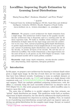 LocalBins: Improving Depth Estimation by Learning Local Distributions