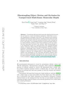 Disentangling Object Motion and Occlusion for Unsupervised Multi-frame
  Monocular Depth