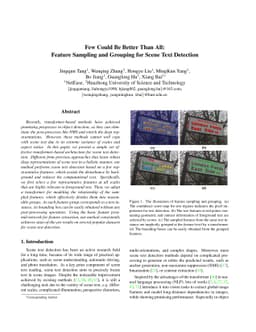 Few Could Be Better Than All: Feature Sampling and Grouping for Scene
  Text Detection