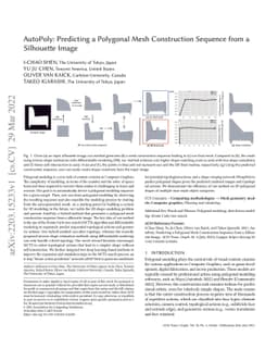 AutoPoly: Predicting a Polygonal Mesh Construction Sequence from a
  Silhouette Image