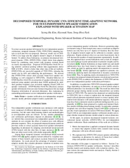 Decomposed Temporal Dynamic CNN: Efficient Time-Adaptive Network for
  Text-Independent Speaker Verification Explained with Speaker Activation Map