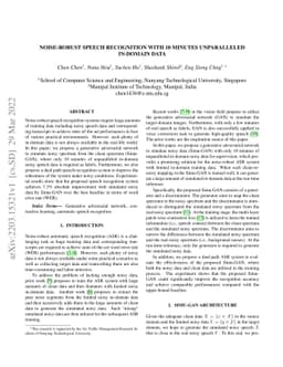 Noise-robust Speech Recognition with 10 Minutes Unparalleled In-domain
  Data