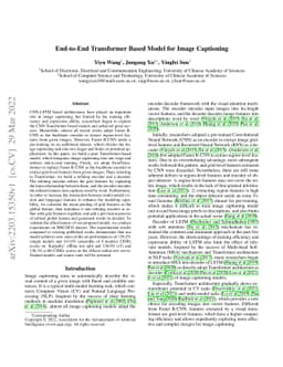 End-to-End Transformer Based Model for Image Captioning