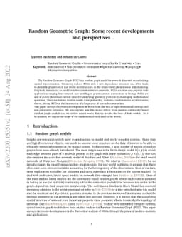 Random Geometric Graph: Some recent developments and perspectives