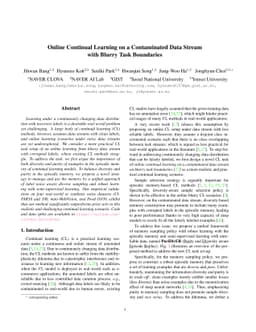Online Continual Learning on a Contaminated Data Stream with Blurry Task
  Boundaries