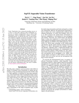 SepViT: Separable Vision Transformer