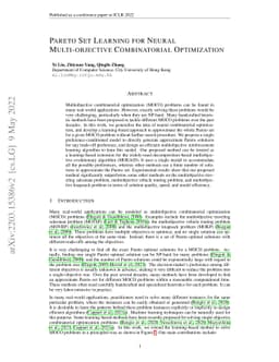 Pareto Set Learning for Neural Multi-objective Combinatorial
  Optimization