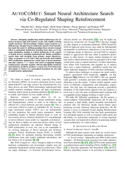 AutoCoMet: Smart Neural Architecture Search via Co-Regulated Shaping
  Reinforcement