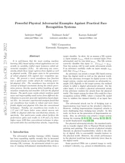Powerful Physical Adversarial Examples Against Practical Face
  Recognition Systems