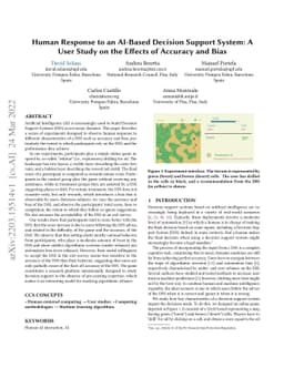 Human Response to an AI-Based Decision Support System: A User Study on
  the Effects of Accuracy and Bias