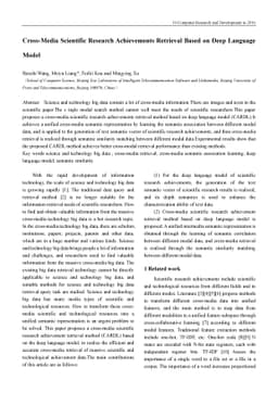Cross-Media Scientific Research Achievements Retrieval Based on Deep
  Language Model