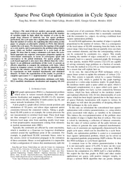 Sparse Pose Graph Optimization in Cycle Space