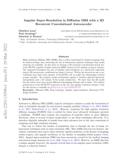 Angular Super-Resolution in Diffusion MRI with a 3D Recurrent
  Convolutional Autoencoder