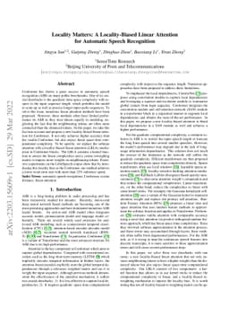 Locality Matters: A Locality-Biased Linear Attention for Automatic
  Speech Recognition