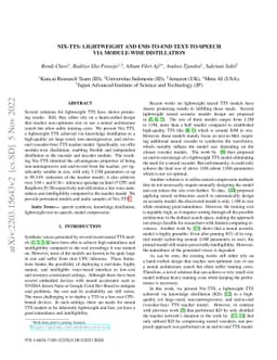 Nix-TTS: Lightweight and End-to-End Text-to-Speech via Module-wise
  Distillation