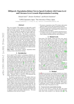 DRSpeech: Degradation-Robust Text-to-Speech Synthesis with Frame-Level
  and Utterance-Level Acoustic Representation Learning