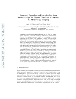 Improved Counting and Localization from Density Maps for Object
  Detection in 2D and 3D Microscopy Imaging