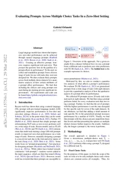 Evaluating Prompts Across Multiple Choice Tasks In a Zero-Shot Setting
