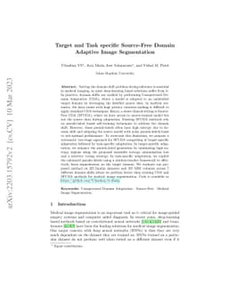 Target and Task specific Source-Free Domain Adaptive Image Segmentation